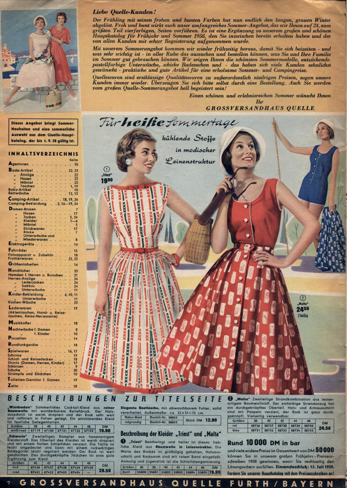 Quelle Katalog Sommer 1958