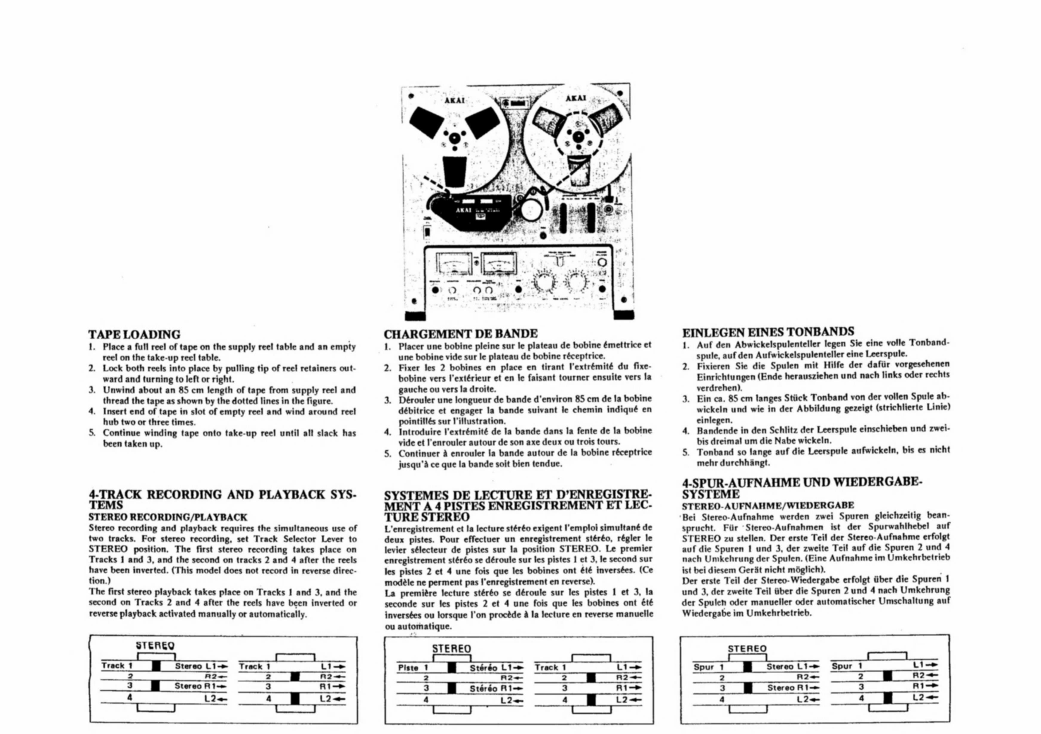 Akai GX-210D Stereo Reel to Reel Tape Recorder Manual